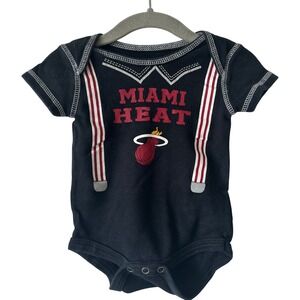 NBA Miami Heat Baby Bodysuit 0-3M Black Suspenders Graphic One-Piece Kids Cotton